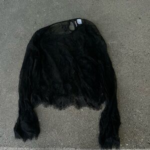 Black see-through shirt with designs